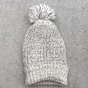 Garage grey knit pom pom beanie